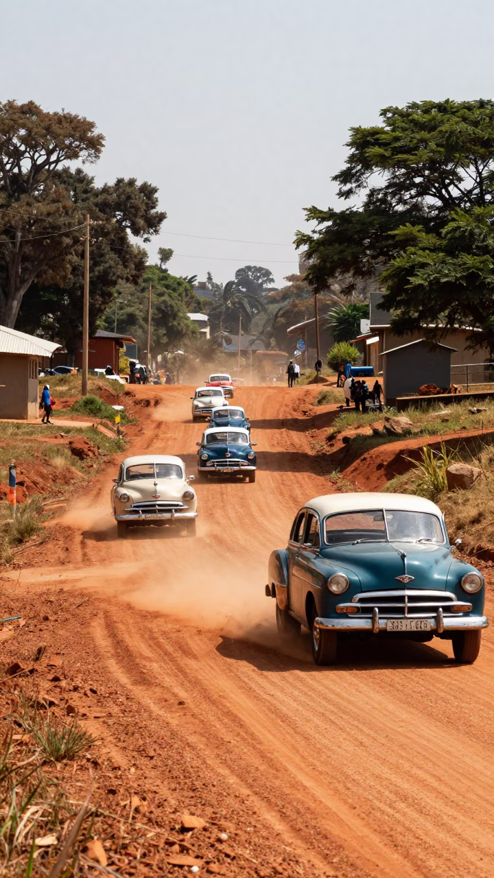Early Afternoon Street Scene in Johannesburg South Africa with Vintage Car Rally in in Johannesburg, South Africa
