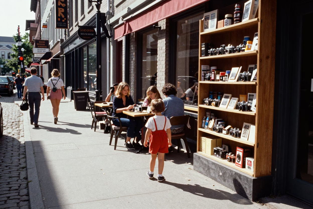 Early Afternoon Street Scene in Montreal Quebec with Smudges on Shelf and Yo-yo in in Montreal, Quebec, Canada