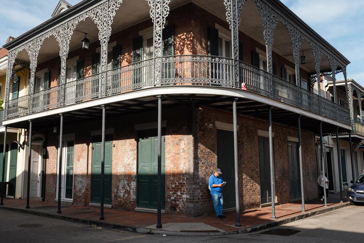 Early Afternoon Street Scene in New Orleans Louisiana with Local Details in in New Orleans, Louisiana, United States