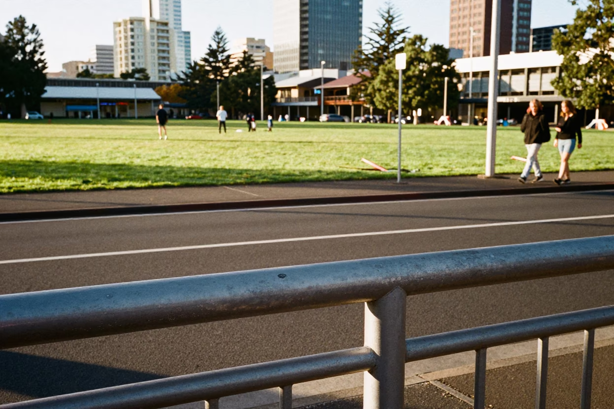 Early Afternoon Street Scene in Perth Western Australia with Lupin Field View in in Perth, Western Australia, Australia