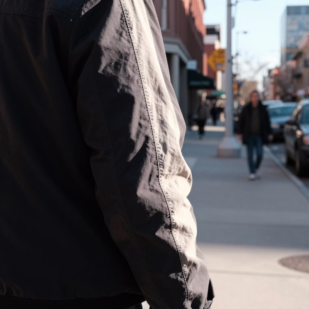Early Afternoon Sunlight Striking Fabric Seam in Philadelphia Pennsylvania Urban Street Scene in in Philadelphia, Pennsylvania, United States