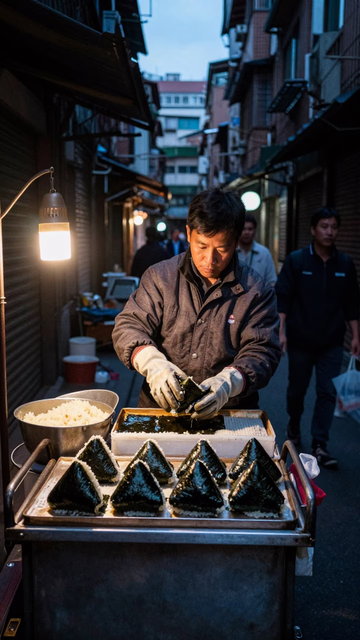 Early Commuters in Taipei at The Predawn Darkness Light in in Taipei, Taiwan
