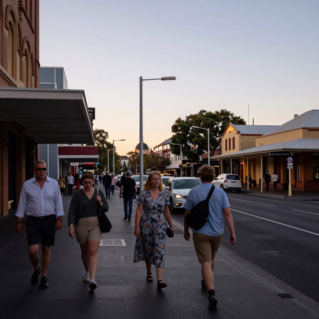 Early Evening in Adelaide at The Early Evening Light in in Adelaide, South Australia, Australia