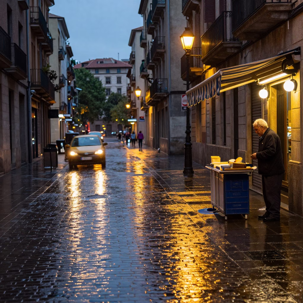 Early Evening in Barcelona at The Early Evening Light in in Barcelona, Spain