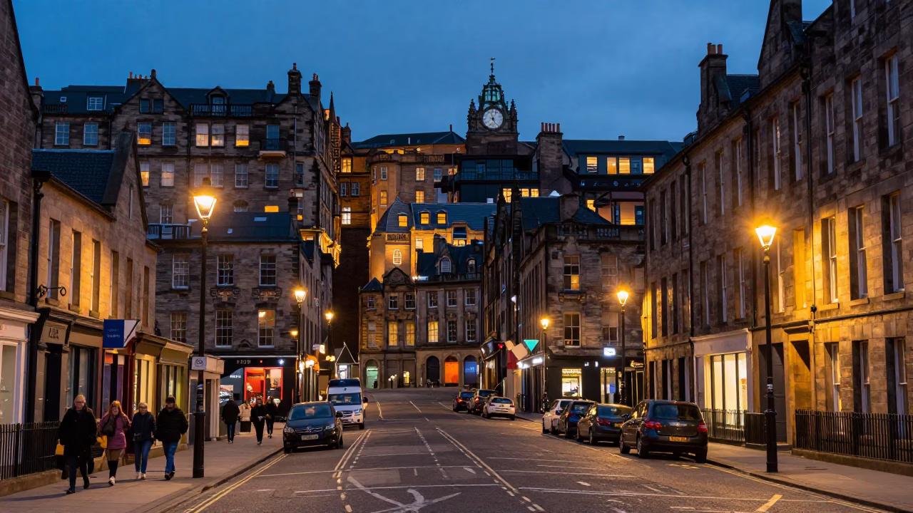 Early Evening in Edinburgh at The Early Evening Light in in Edinburgh, United Kingdom