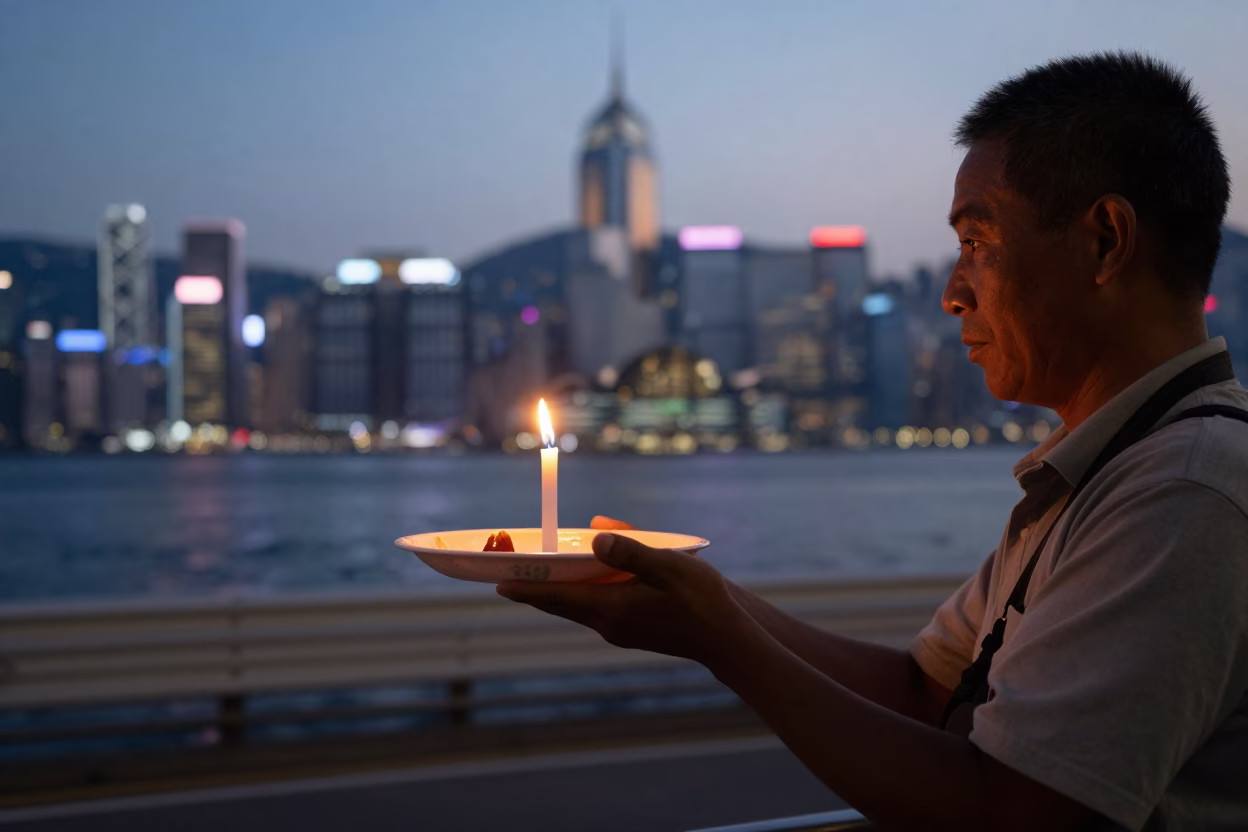 Early Evening in Hong Kong at The Early Evening Light in in Hong Kong, Hong Kong