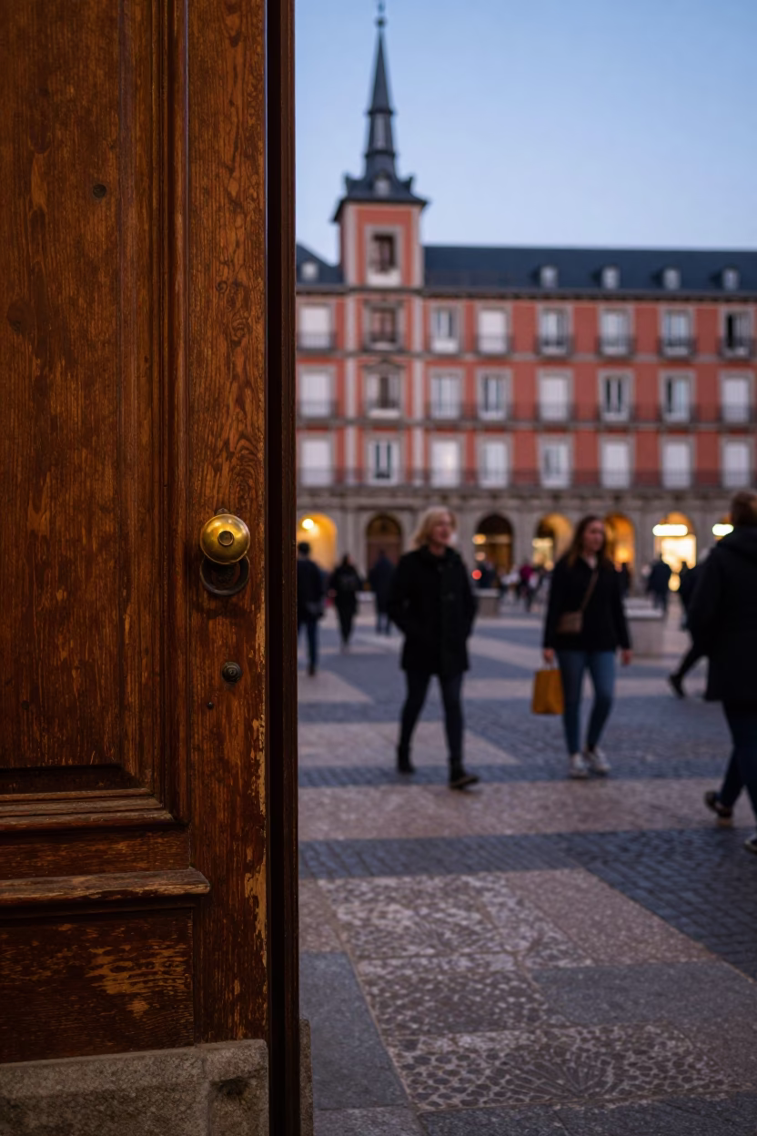 Early Evening in Madrid at The Early Evening Light in in Madrid, Spain