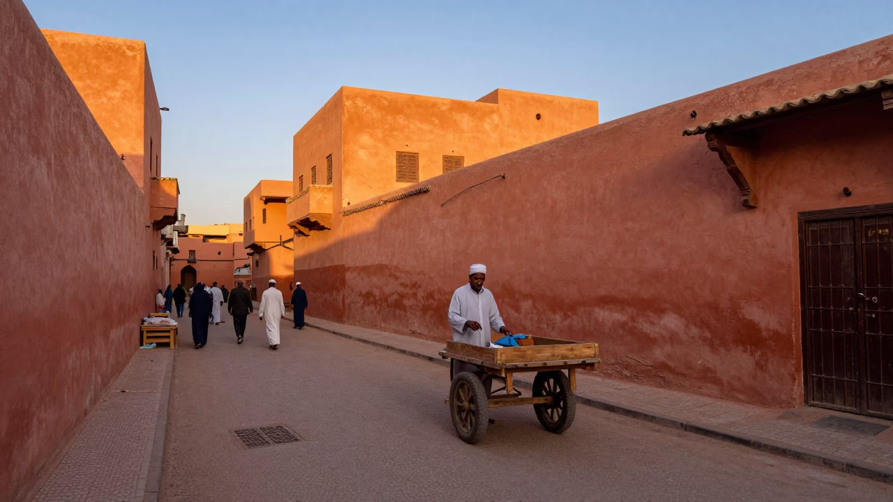 Early Evening in Marrakech at The Early Evening Light in in Marrakech, Morocco