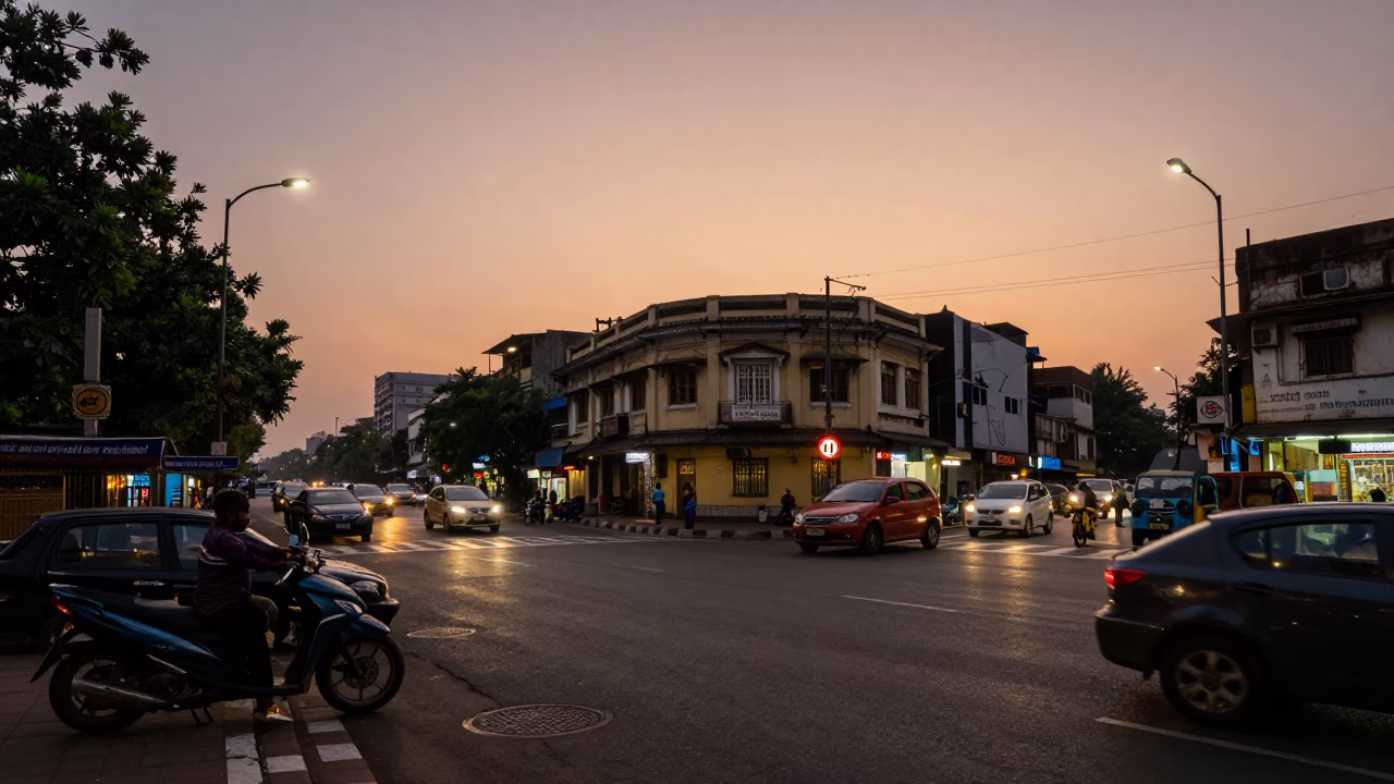 Early Evening in Mumbai at The Early Evening Light in in Mumbai, India