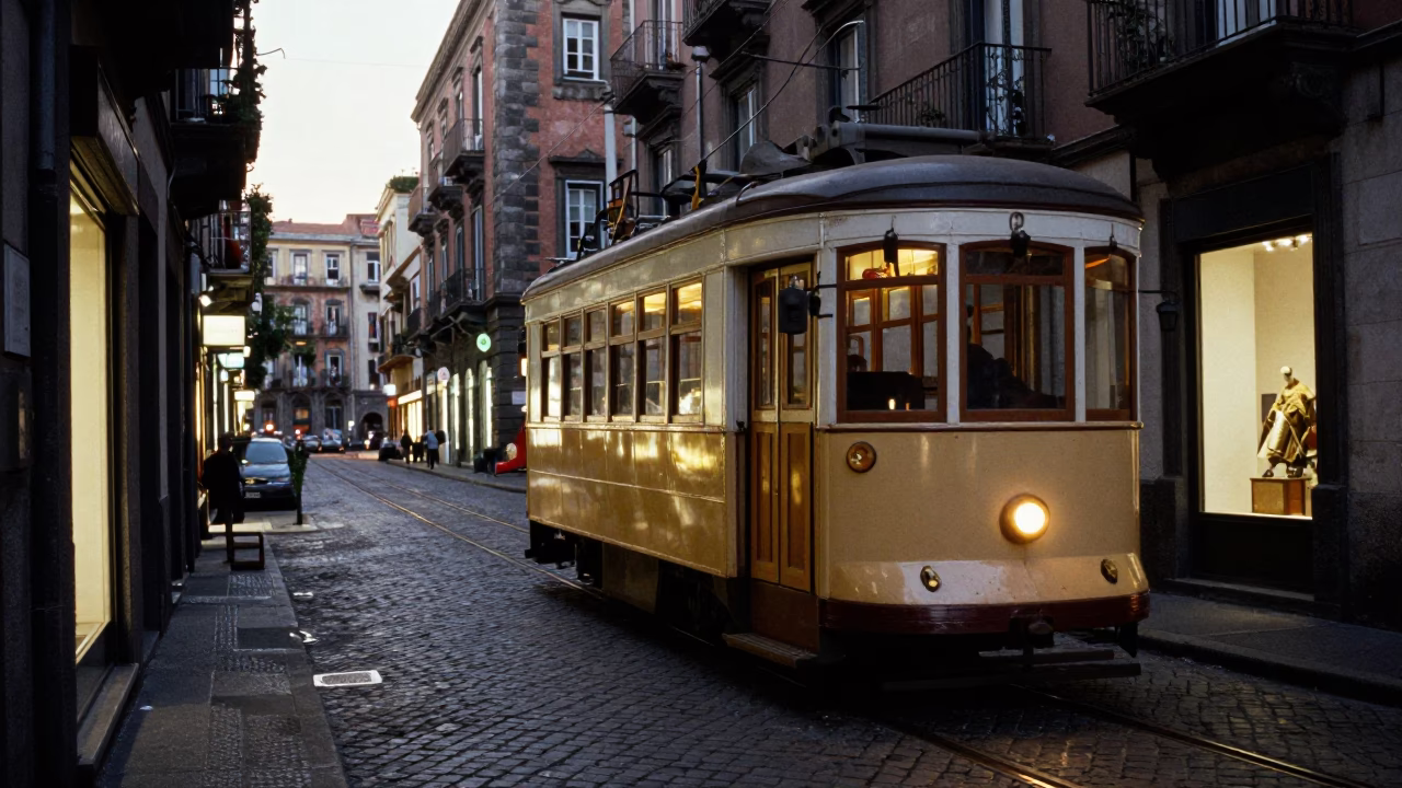 Early Evening in Naples at The Early Evening Light in in Naples, Italy