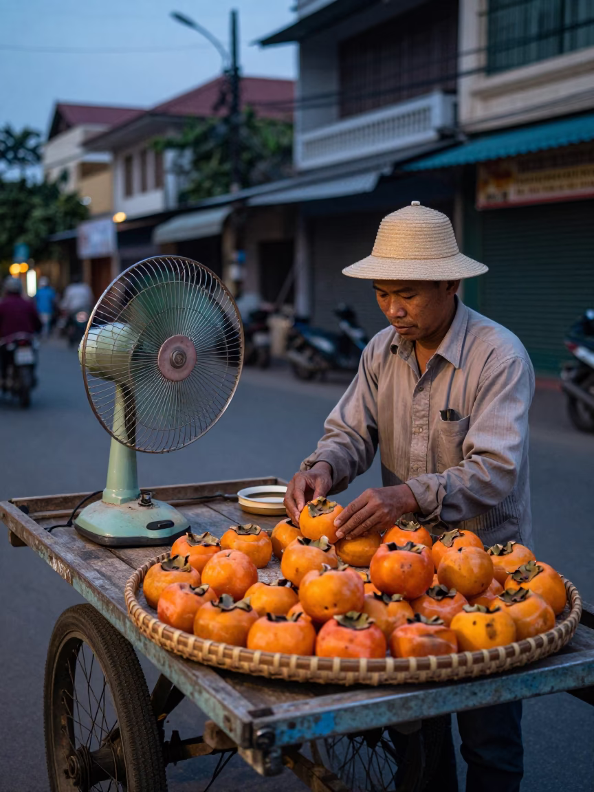 Early Evening in Phnom Penh at The Early Evening Light in in Phnom Penh, Cambodia