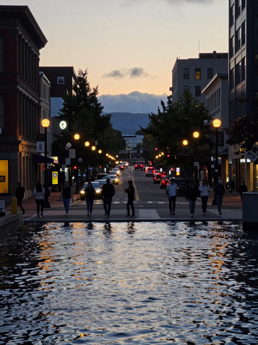 Early Evening in Portland at The Early Evening Light in in Portland, Oregon, United States