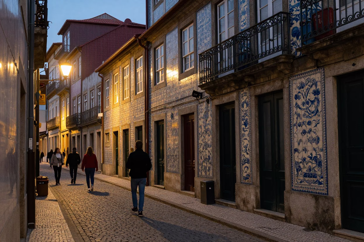 Early Evening in Porto at The Early Evening Light in in Porto, Portugal