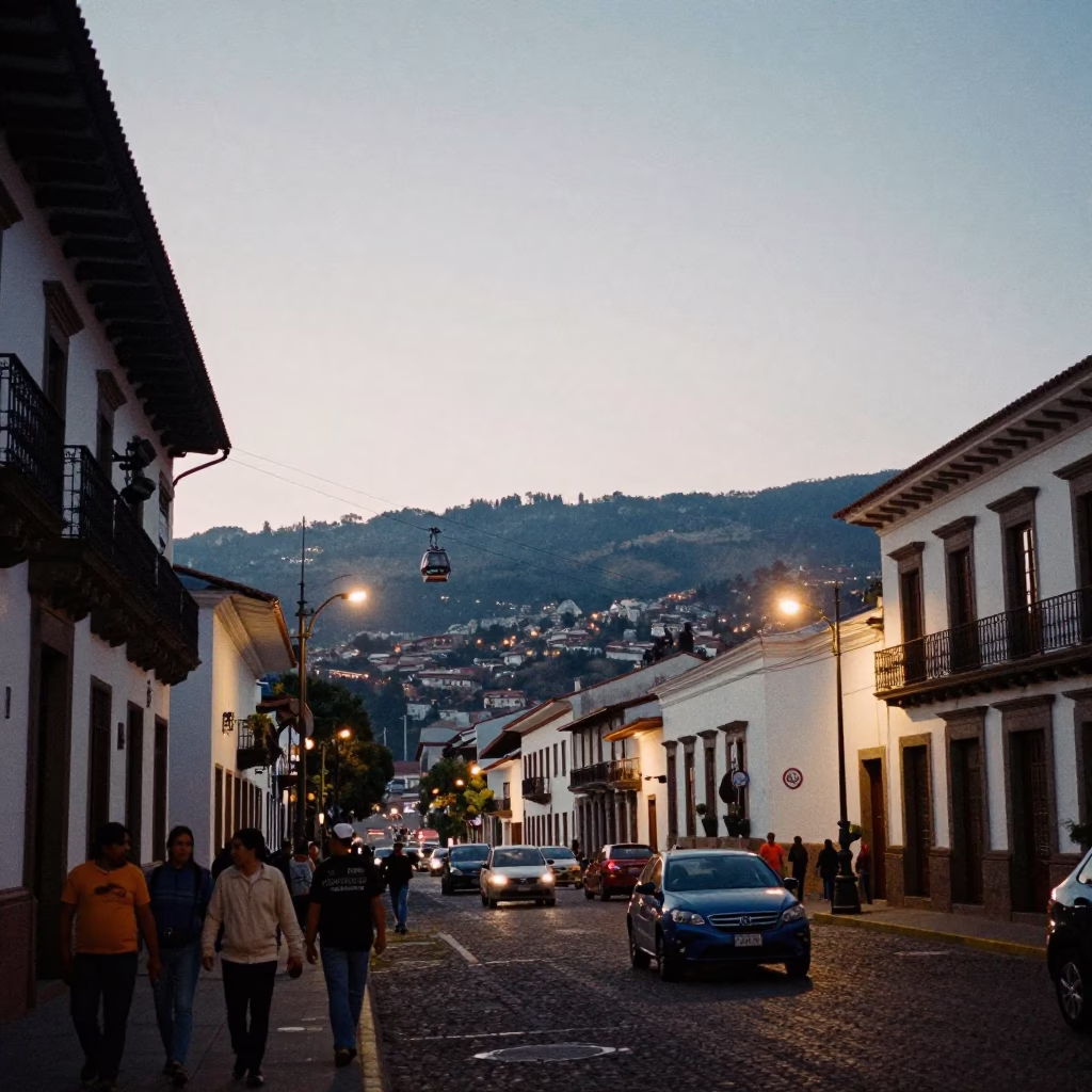 Early Evening in Quito at The Early Evening Light in in Quito, Ecuador