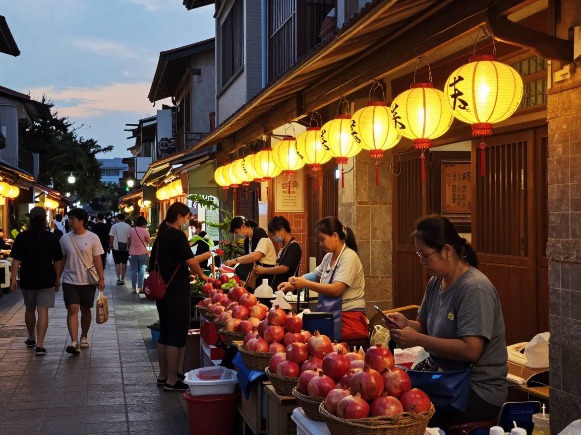 Early Evening in Tainan at The Early Evening Light in in Tainan, Taiwan