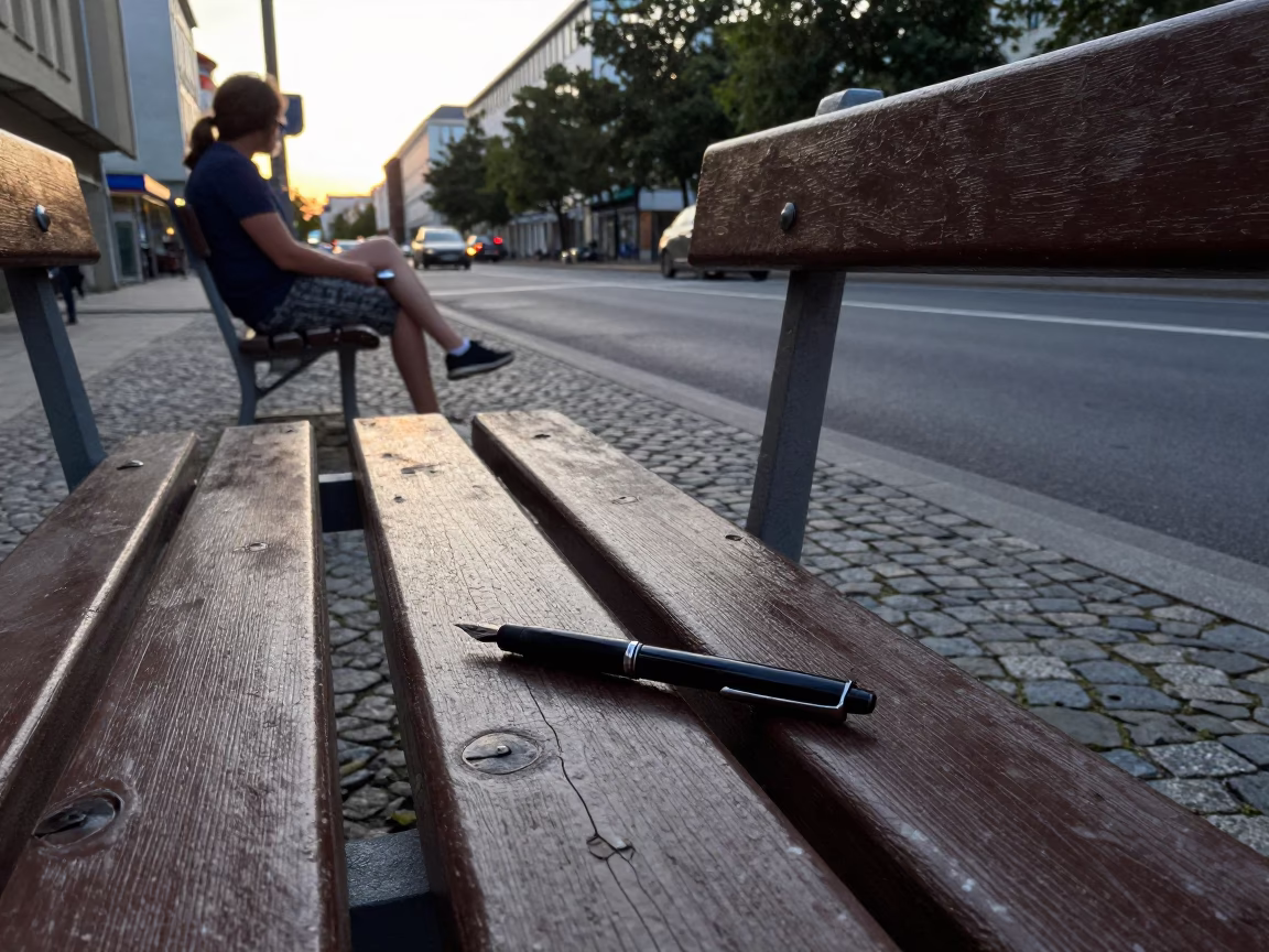 Early evening street scene in Berlin Germany with fountain pen and urban details in in Berlin, Germany