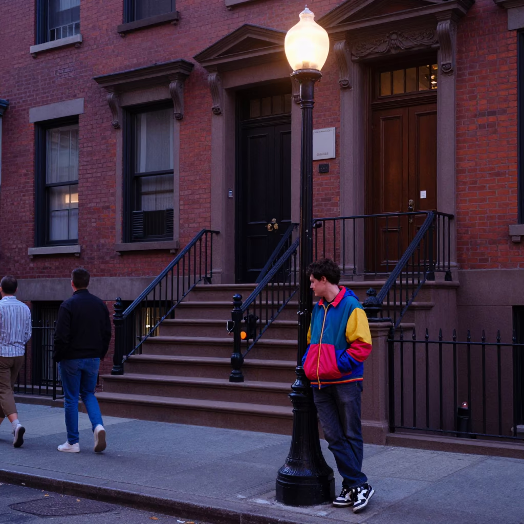 Early Evening Street Scene in Boston Massachusetts Featuring Vintage 1990s Aesthetic and Urban Details in in Boston, Massachusetts, United States