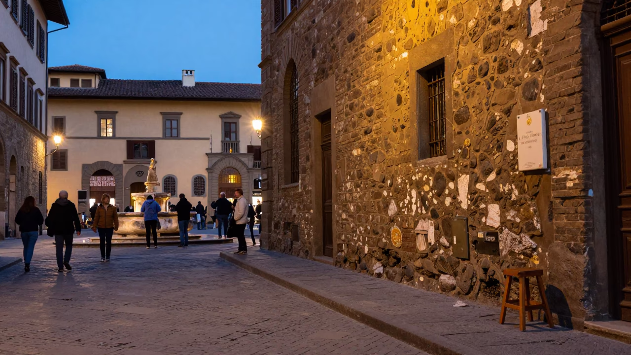 Early Evening Street Scene in Florence Italy with Pedestrians and Historic Architecture in in Florence, Italy