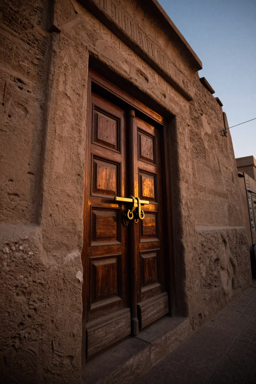 Early Evening Street Scene in Luxor Egypt with Door Latch and Scratches in in Luxor, Egypt