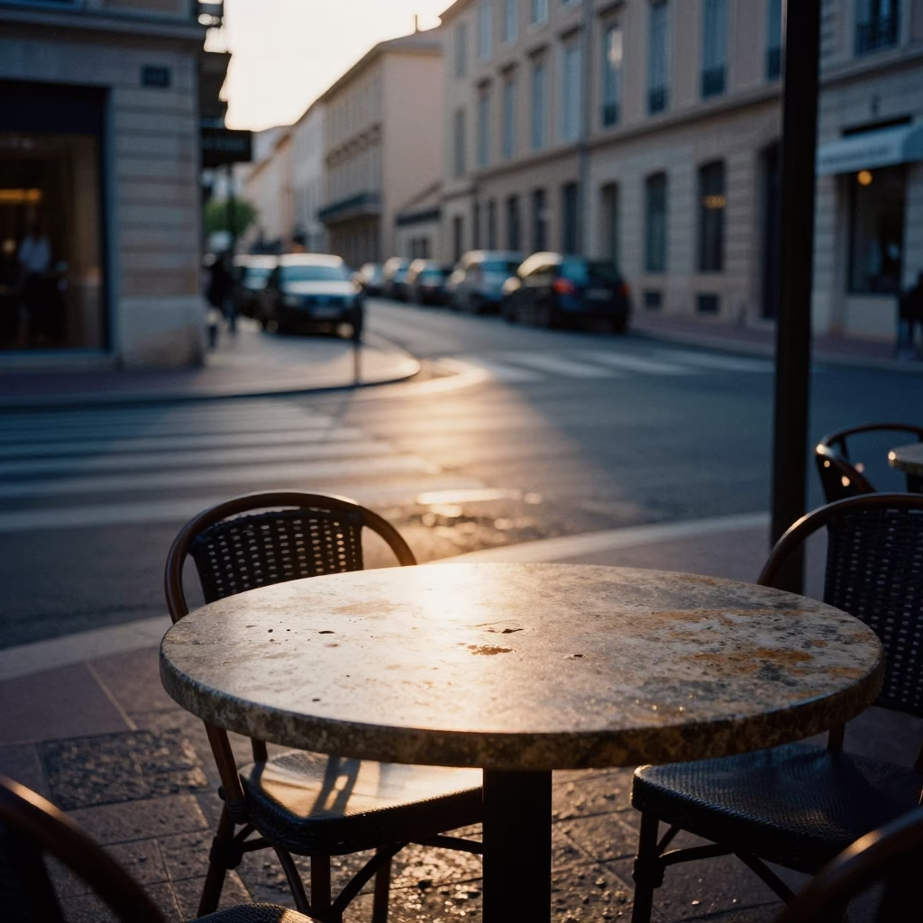 Early Evening Street Scene in Marseille France with Sunlight Stripe and Turnbuckle in in Marseille, France