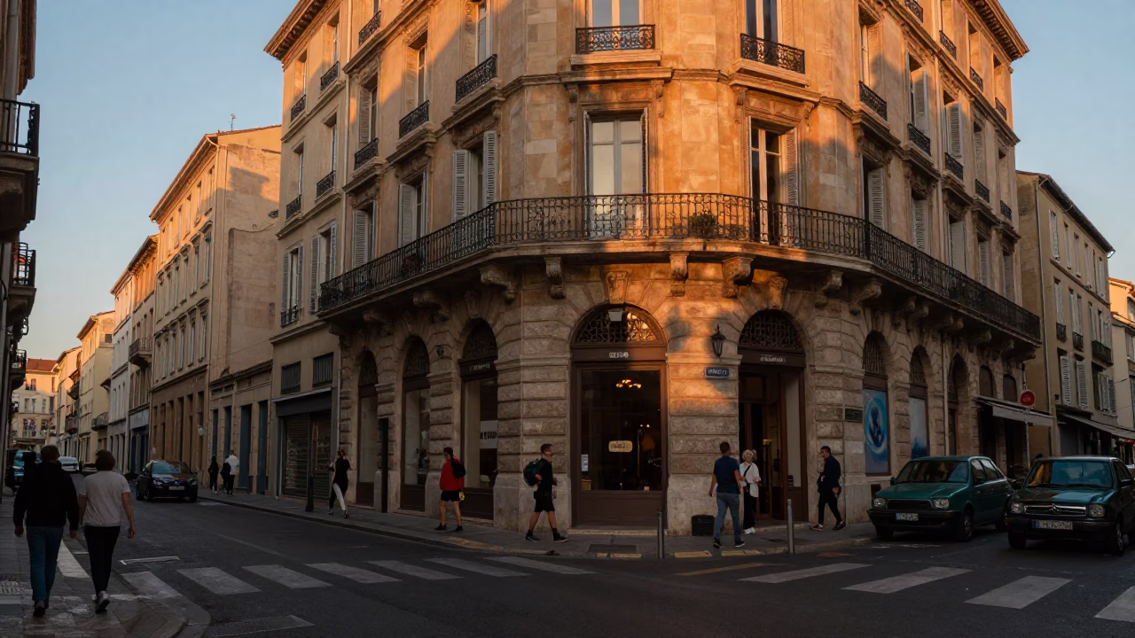 Early Evening Street Scene in Marseille France with Vintage 1960s Atmosphere in in Marseille, France