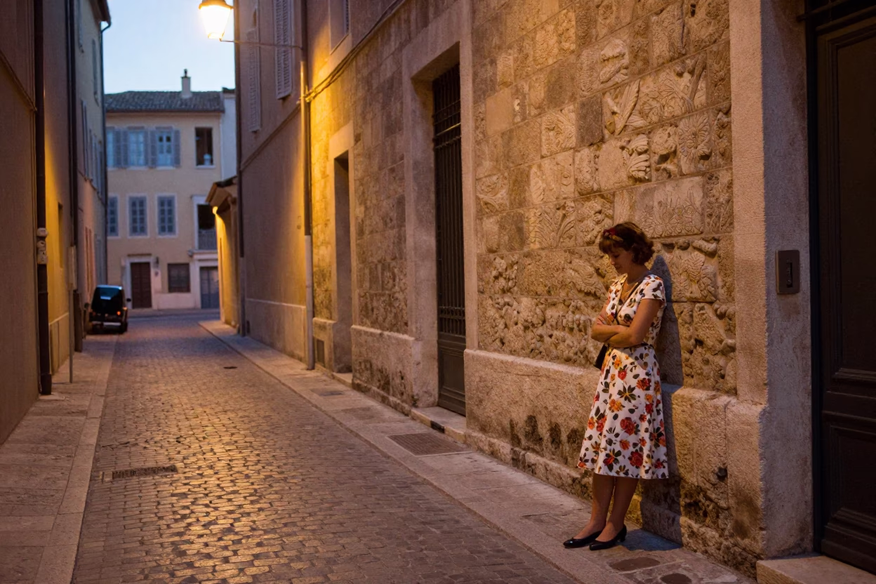 Early Evening Street Scene in Marseille France with Vintage Elements in in Marseille, France