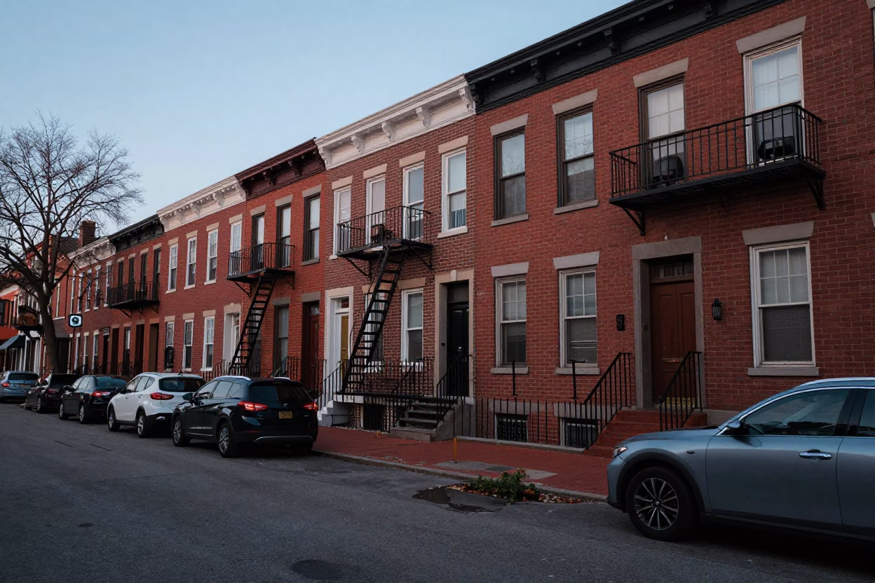 Early Evening Street Scene in Philadelphia Pennsylvania with Local Details in in Philadelphia, Pennsylvania, United States