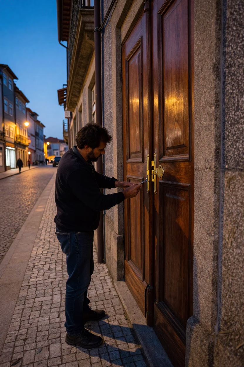 Early Evening Street Scene in Porto Portugal with Hinge and Local Interaction in in Porto, Portugal