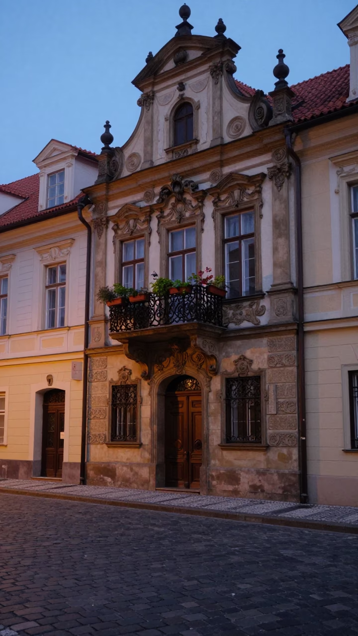 Early Evening Street Scene in Prague Czech Republic with Vintage Charm and Local Life in in Prague, Czech Republic