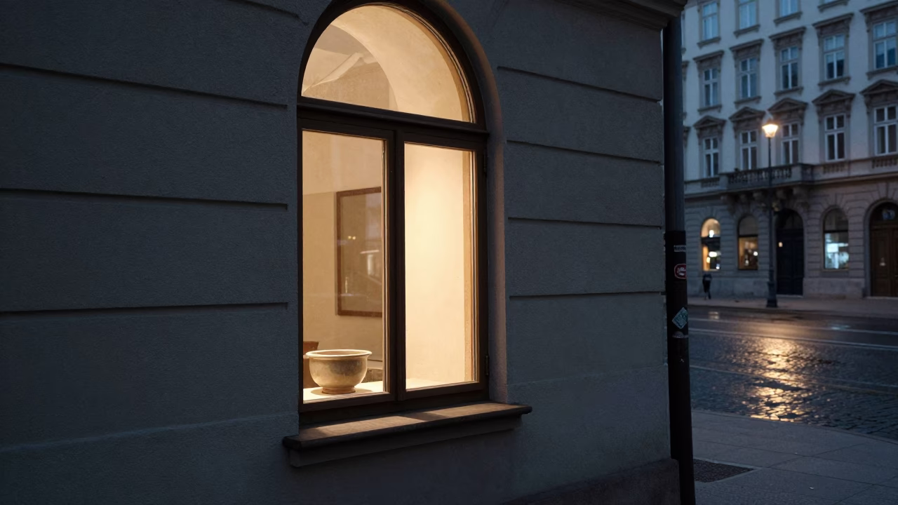 Early Evening Street Scene in Vienna Austria with Window Light and Local Dining in in Vienna, Austria