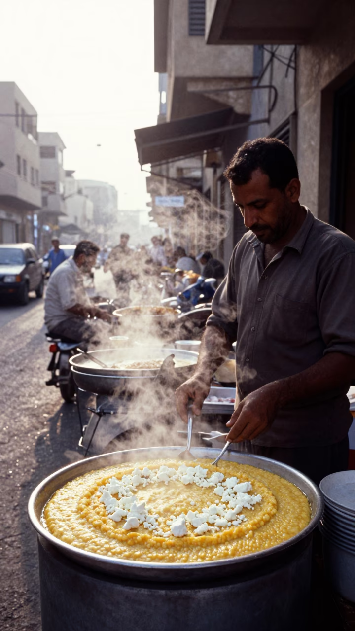 Early Morning Alexandria Street Scene with Local Breakfast and Vintage Atmosphere in in Alexandria, Egypt