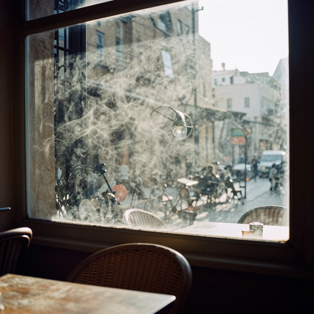 Early Morning Beirut Cafe Interior with Steam and Local Activity in in Beirut, Lebanon