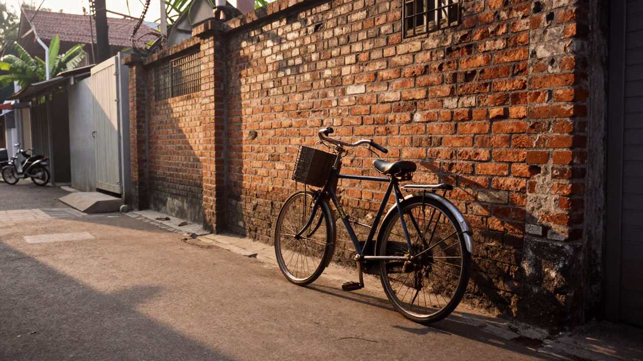 Early Morning Bicycle Ride Through Surabaya Street in in Surabaya, Indonesia