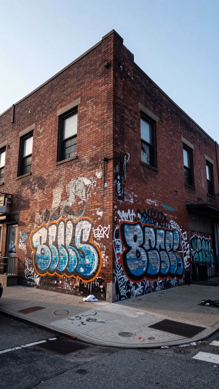Early Morning Chicago Street Scene with Graffiti and Urban Textures in in Chicago, Illinois, United States