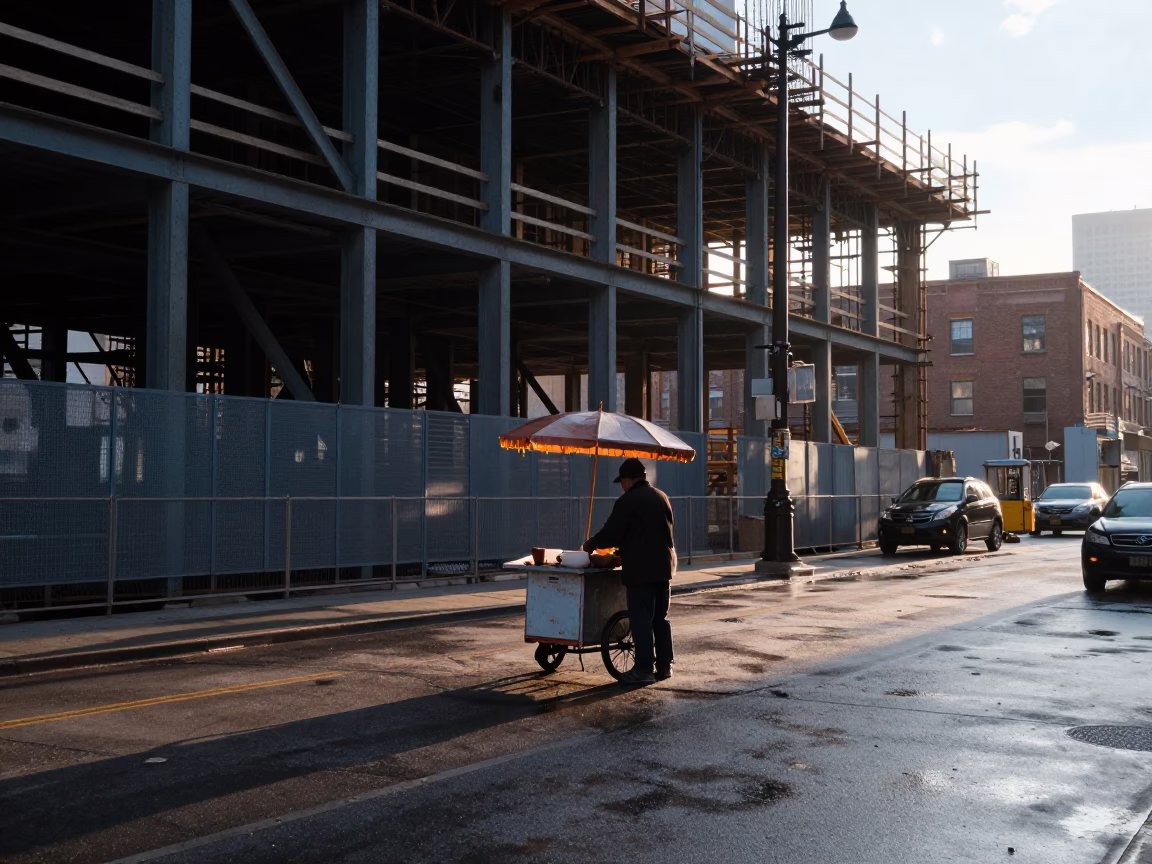 Early Morning Chicago Street Scene with Honey Drizzle and Urban Architecture in in Chicago, Illinois, United States