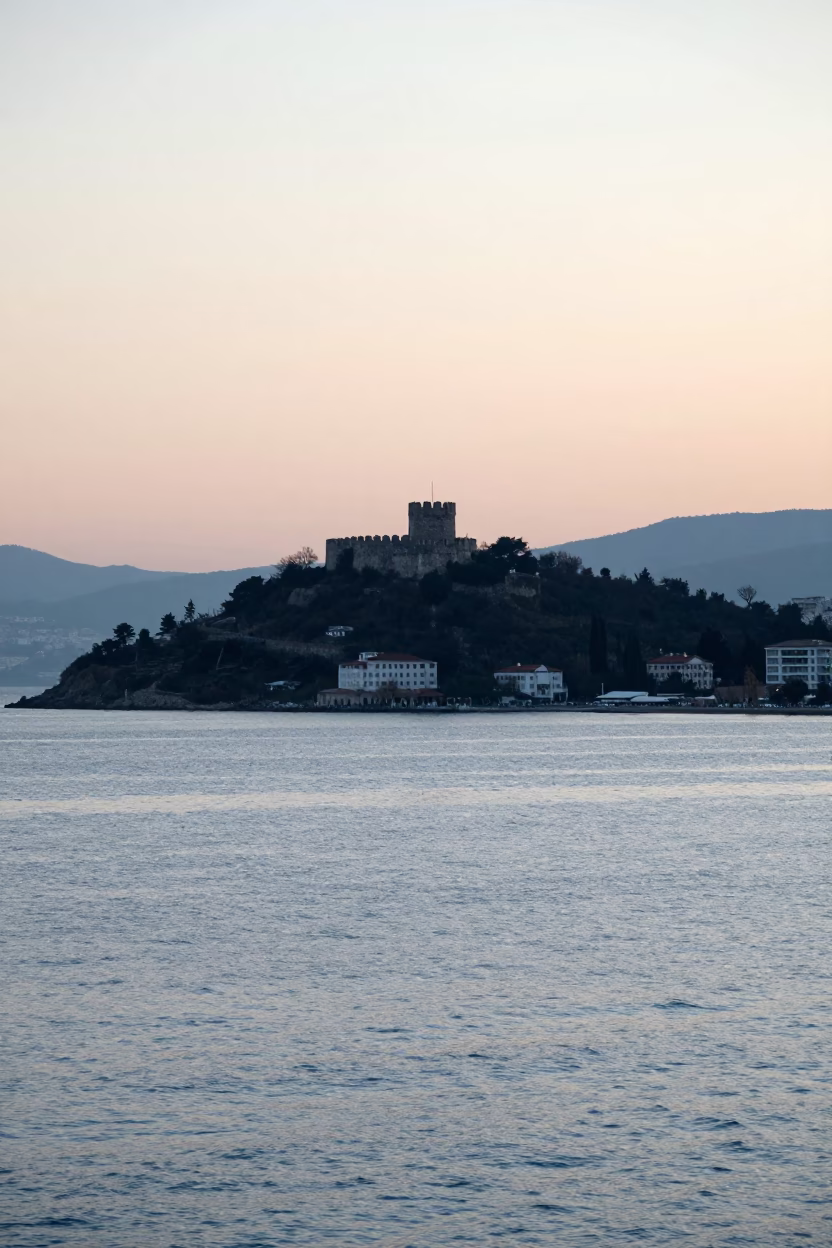 Early Morning Coastal View of Izmir Bay and Kadifekale Fortress in Turkey in in Izmir, Turkey