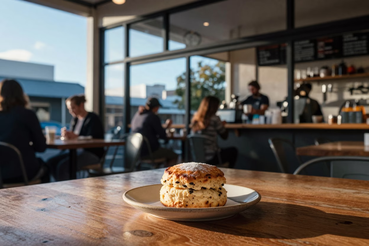Early Morning Coffee Shop Scene in Adelaide South Australia Dawn Light in in Adelaide, South Australia, Australia