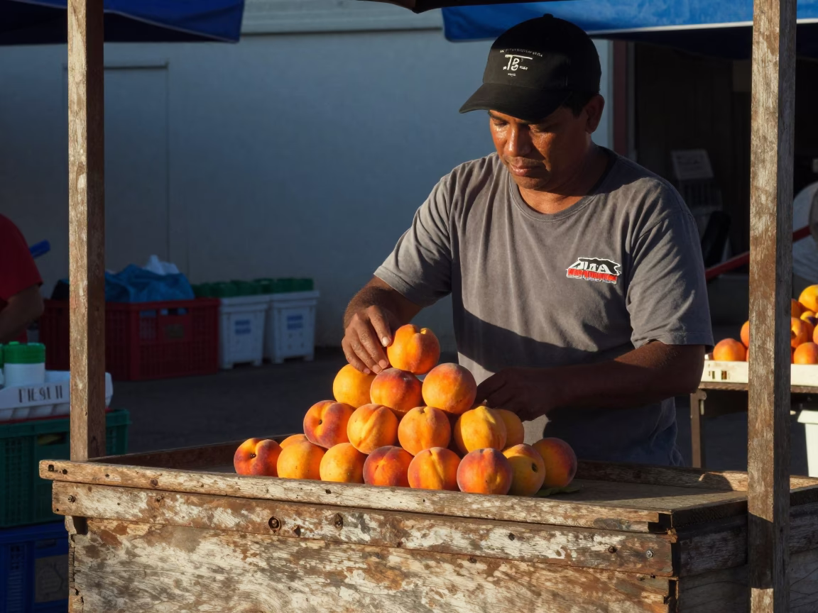 Early Morning Cold Chain Logistics and Nectarines at Miami Florida Market in in Miami, Florida, United States
