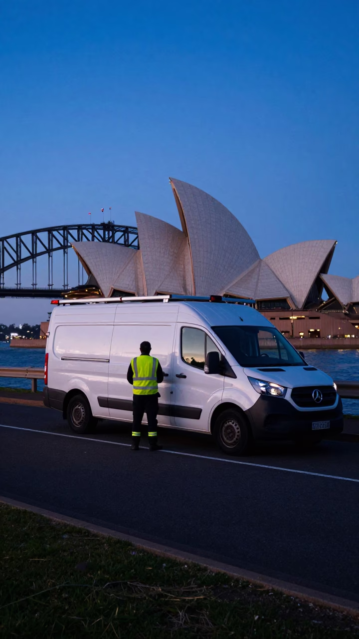 Early Morning Cold Chain Logistics Crew in Sydney Before Dawn in in Sydney, New South Wales, Australia