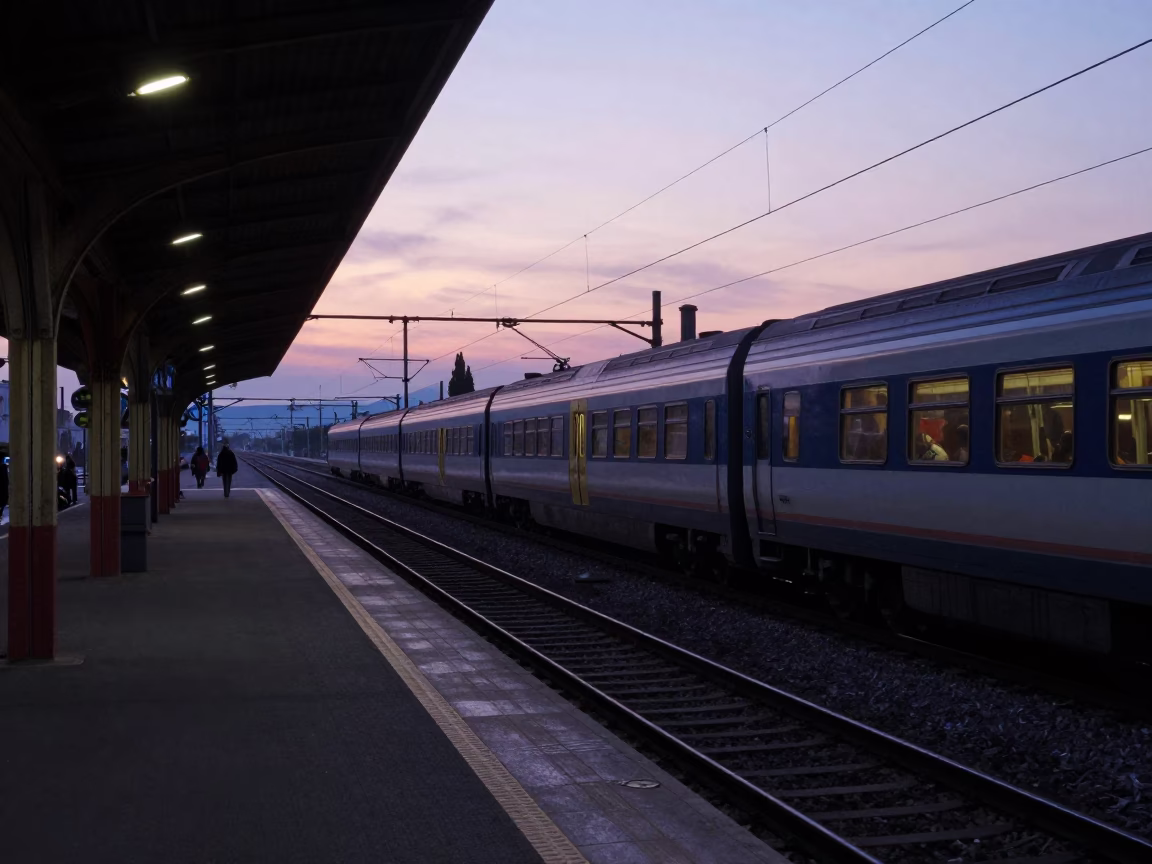Early Morning Commuter Train Arrival at Nice Ville Station Platform in France in in Nice, France