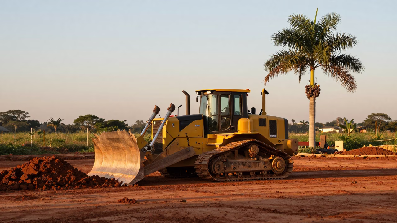 Early Morning Construction Site Near Acai Palm in Sao Paulo Brazil in in São Paulo, Brazil