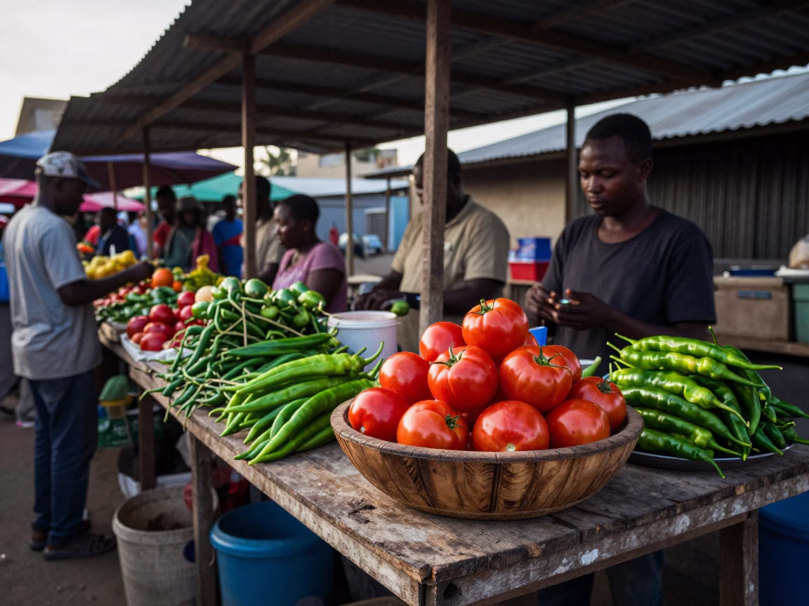 Early Morning Durban Street Market with Fresh Produce and Local Commerce in in Durban, South Africa