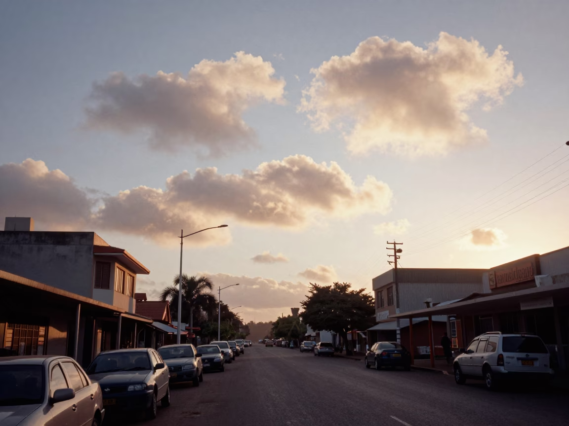 Early Morning Durban Street Scene with Morning Glory Clouds and Local Life in in Durban, South Africa