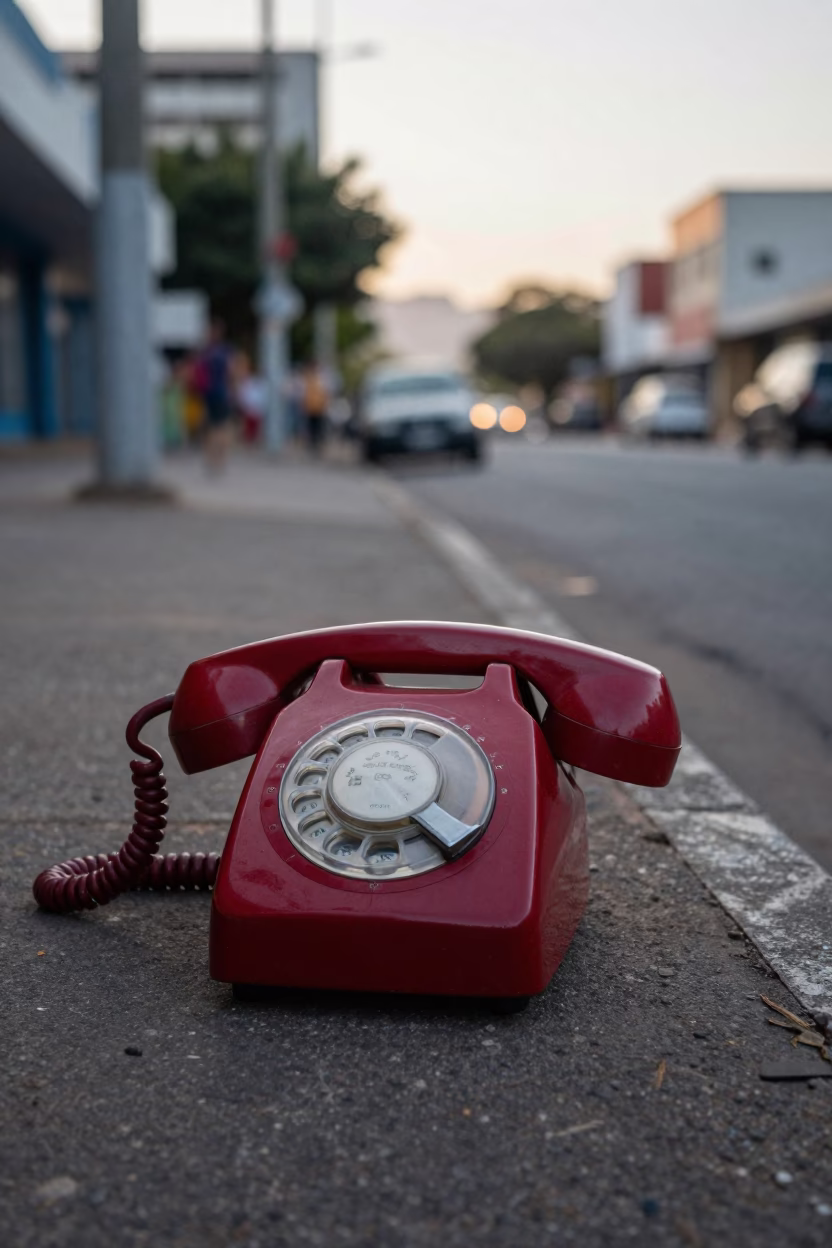 Early Morning Durban Street Scene with Vintage Bakelite Telephone and Brushed Steel Details in in Durban, South Africa