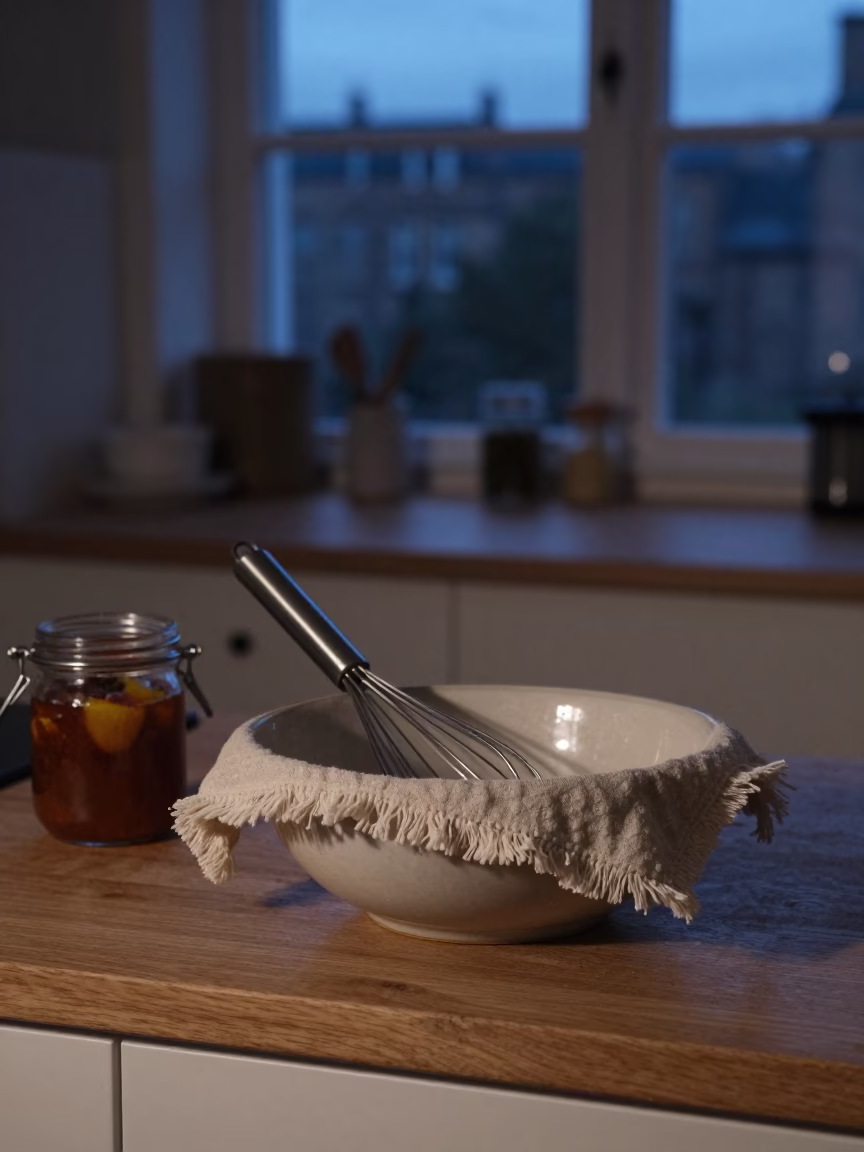Early Morning Edinburgh Kitchen Scene with Whisk and Preserved Lemons in in Edinburgh, United Kingdom