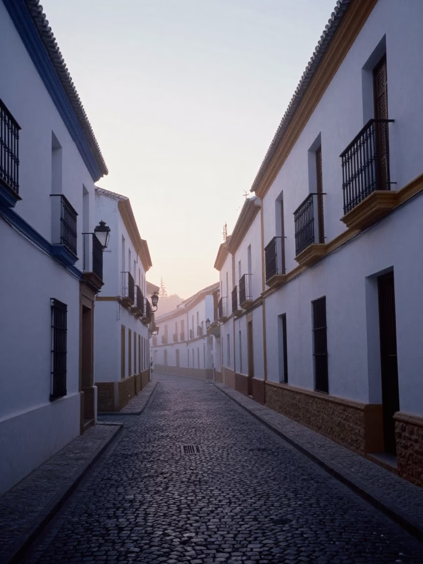 Early Morning Granada Spain Street Scene Before Sunrise with Condensation and Rust in in Granada, Spain