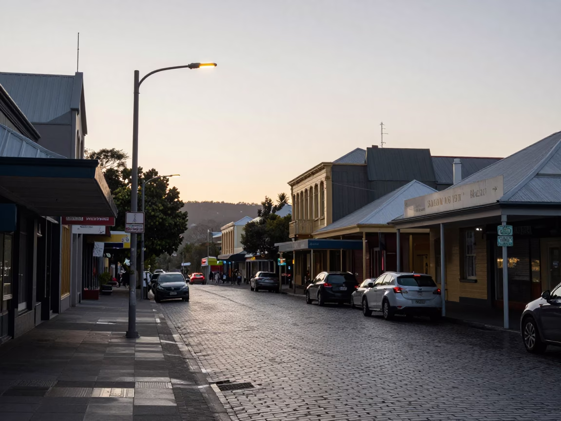 Early Morning Hobart Tasmania Street Scene with Avocados and Local Coffee Culture in in Hobart, Tasmania, Australia