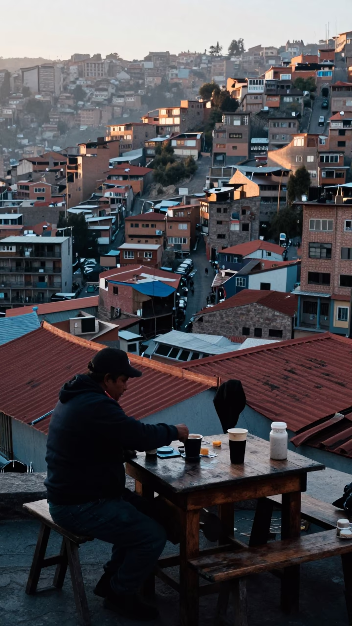Early Morning in La Paz at Early Morning Light in in La Paz, Bolivia
