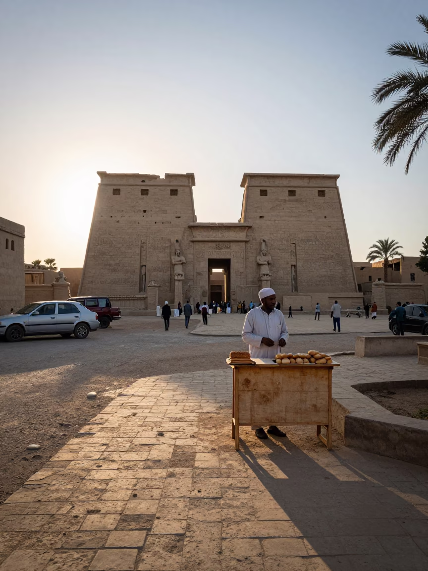 Early Morning in Luxor at The Early Morning Light in in Luxor, Egypt