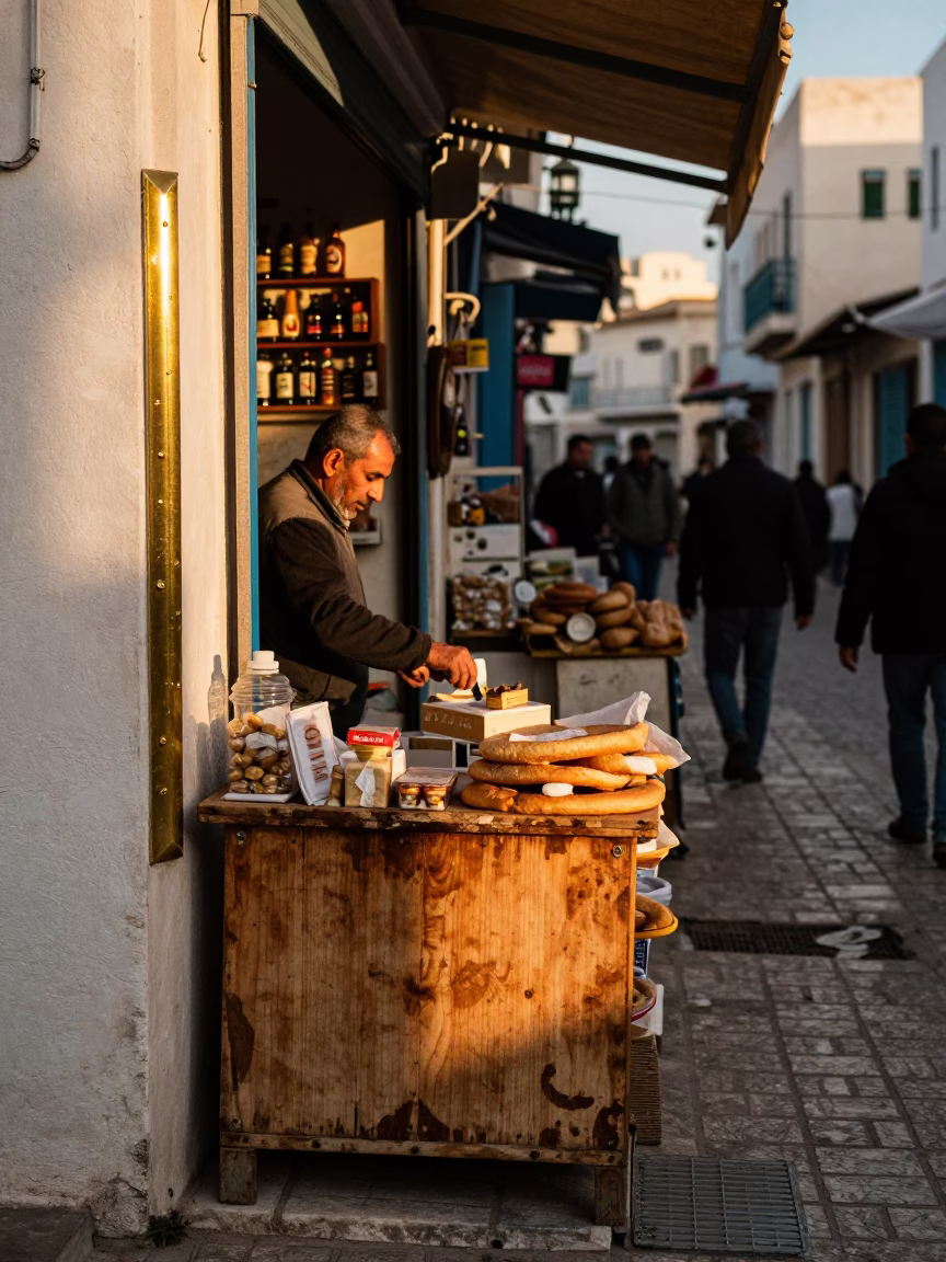 Early Morning in Tunis at The Early Morning Light in in Tunis, Tunisia